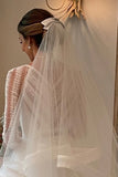 Delicated Tulle Layered V Neck Long Sleeve Lace Wedding Dresses, PW454 image 5