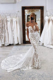 Elegant Tulle Mermaid Off-the-Shoulder Wedding Dresses With Lace Appliques, PW510