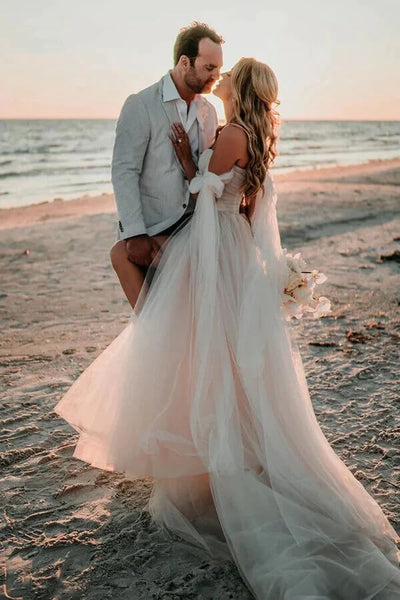Flowy Tulle Sweetheart Bohemian Wedding Dresses, PW434 | Promnova US16W / Custom Color Flowy Tulle Sweetheart Bohemian Wedding Dresses, PW434 | Promnova US16W / Custom Color