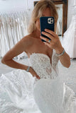 Ivory Tulle Mermaid Sweetheart Wedding Dresses With Lace Appliques, PW461 | bridal gown | sexy wedding dress | wedding dresses online | promnova.com