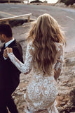 Mermaid Tulle Lace Long Sleeves Boho Wedding Dresses, Bridal Gowns, PW358 | vintage wedding dresses | bohemian wedding dresses | cheap lace wedding dress | promnova.com