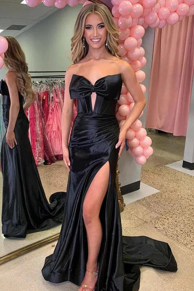 Mermaid Red Lace Long Prom Dresses with High Slit TP1310 main image 1