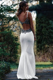 Satin Mermaid V Neck Spaghetti Straps Wedding Dress With Lace Appliques, PW479 image 3