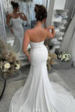 Sexy Satin Mermaid Strapless Wedding Dresses With Train, Bridal Gown, PW493 | backless wedding dress | wedding dresses online | cheap wedding dress | promnova.com