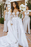Tulle A Line Off Shoulder Long Sleeves Lace Appliques Wedding Dresses, PW362 | wedding dress stores | cheap wedding dresses online | wedding gown | promnova.com
