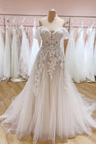 Tulle A Line Off The Shoulder Lace Appliques Wedding Dresses, Bridal Gown, PW499 image 1