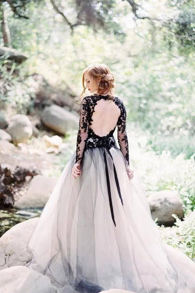 Black long sleeve lace bridesmaid dress top