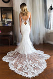 Tulle Mermaid V Neck Lace Appliques Wedding Dresses, Bridal Gown, PW497 | new arrival wedding dress | simple wedding dress | wedding dress shops | promnova.com