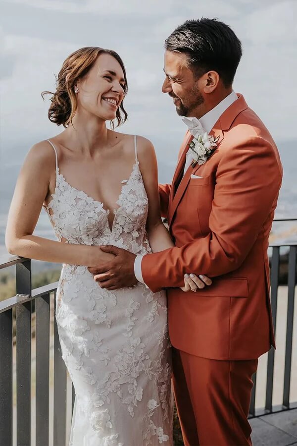 Tulle Mermaid V Neck Spaghetti Strap Bohemian Wedding Dress With Lace, PW465 | sexy wedding dress | wedding dress stores | summer wedding dress | promnova.com