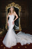 Tulle Polka Dots Mermaid Sweetheart Neck Princess Wedding Dresses, PW458