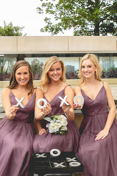Dusty Purple Tulle Spaghetti Straps Bridesmaid Dresses, Wedding Party Dress, PB139