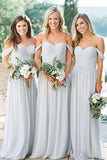 Light Gray Chiffon A Line Off Shoulder Bridesmaid Dress, Wedding Party Dress, PB164