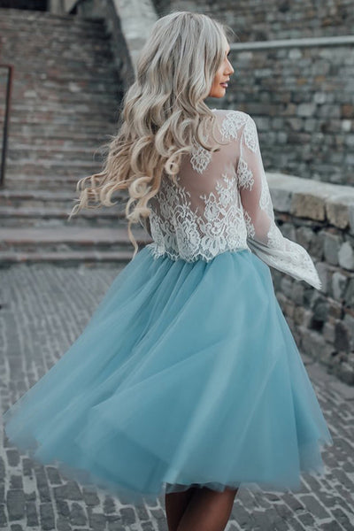 light blue homecoming dresses long Sky lace Dresses,Cheap Short Homecoming – Promnova Size:US 10 / UK 14 The lace Short Dresses for Women business shirt