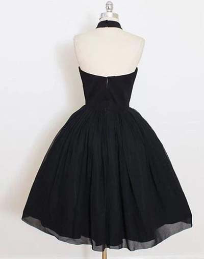 Cute A-line Black Chiffon Backless Short Prom Dress Homecoming Dress –  Promnova