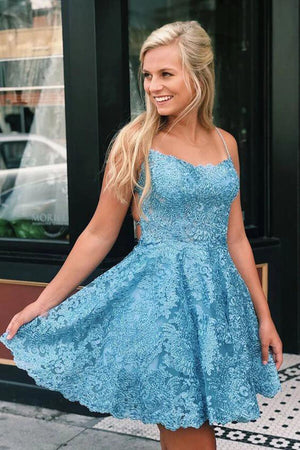 Lace Backless Spaghetti Straps Homecoming Dress Graduation Dresses PH355 | homecoming dresses | graduation dresses | short prom dresses | sweet 16 | dresses for homecoming | long sleeve homecoming dresses | short homecoming dresses | homecoming dresses short | homecoming dresses cheap | cheap homecoming dresses | plus size homecoming dresses | Promnova