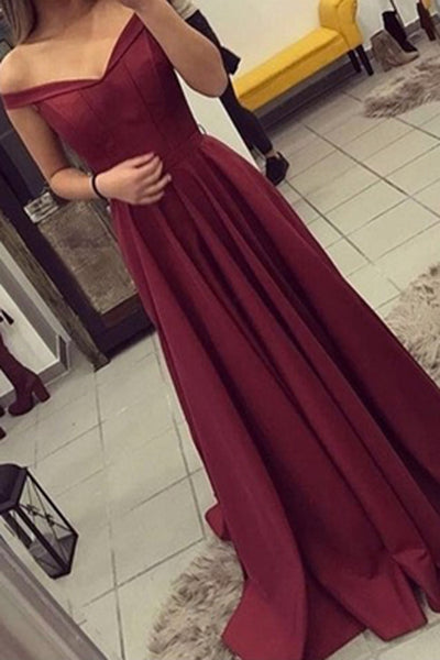 off the shoulder burgundy dress Burgundy Off the shoulder Long Prom Dress,Cheap Formal Evening Dresses – Promnova