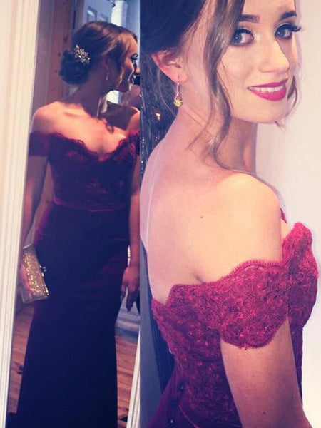 Long Sleeve Burgundy Prom Dress