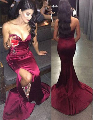 promnova.com|Mermaid Strapless Sweetheart Side Slit Party Cocktail Prom Dresses PL307