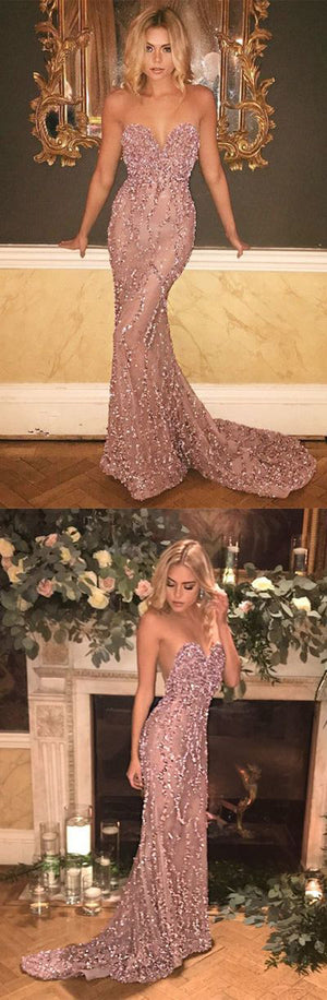promnova.com|Off Shoulder Sweetheart Mermaid Long Prom Dress with Sweep Train PL332
