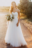 Ivory Wedding Dress, Sweetheart Floor-Length Wedding Gown with Lace, PW106