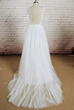 White Lace V-Neck Halter Wedding Dresss, The Church Wedding Ceremony, PW155