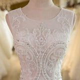 Mermaid Scoop Neck Tulle Side Zipper Wedding Dress with Appliques Beading, PW162