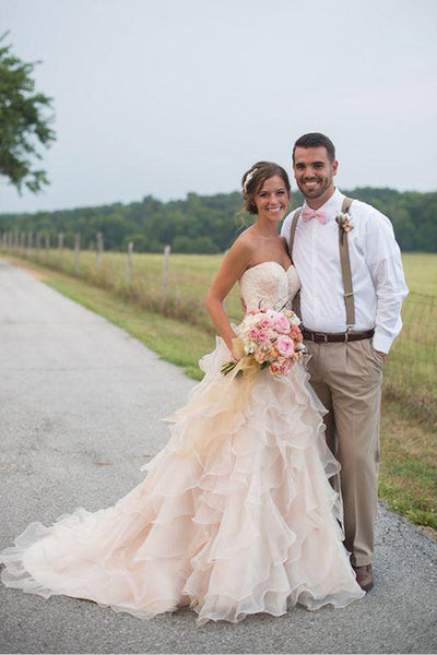 Tulle A Line Sweetheart Wedding Dress with Appliques PW253 | Promnova US6 / Custom Color