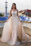 Elegant Modest A-line Lace Wedding Dresses with Appliques PW203