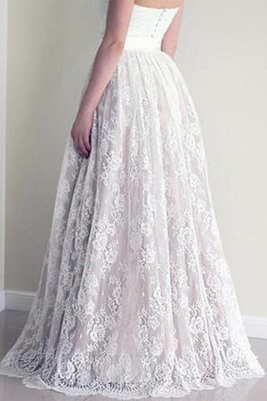 Online Cheap Lace A-line Sweetheart Long Wedding Dresses with Appliques|promnova.com