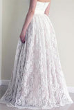 Online Cheap Lace A-line Sweetheart Long Wedding Dresses with Appliques|promnova.com