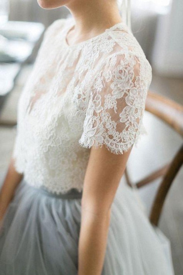 Simple Two Piece Sweep Train Wedding Dresses | wedding dresses | wedding dresses online | wedding dresses cheap | bridal gowns | wedding dresses near me | wedding dresses shop | wedding dresses ideas | vintage wedding dresses | lace wedding dresses | beach wedding dresses | boho wedding dresses | mermaid wedding dresses | white wedding dresses | Ivory wedding dresses | Weddings | Promnova