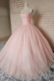 Pink Ball Gown Beading Long Charming Off Shoulder Evening Dress Prom Dresses | www.promnova.com