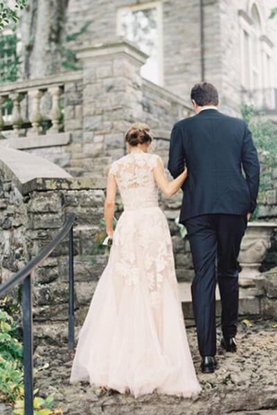 Pink Tulle Charming Sexy V-neck Lace Long Sheath Wedding Dresses, PW117