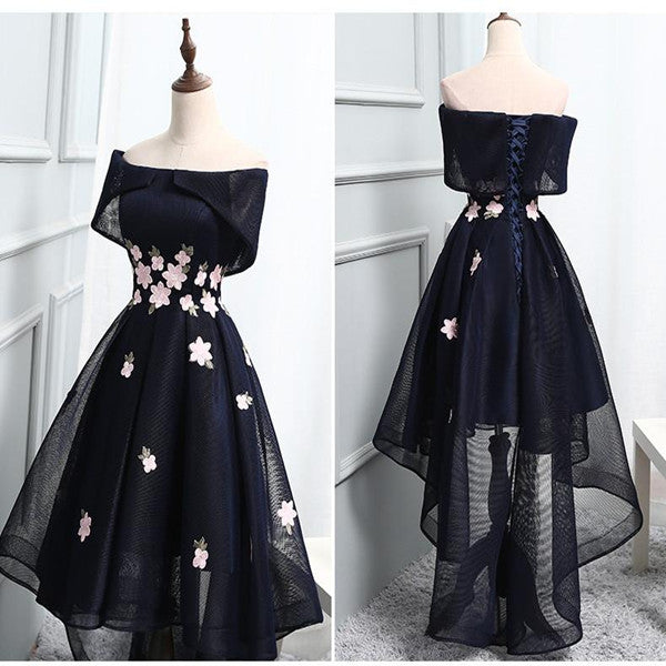 Off shoulder Chic Asymmetrical Short Prom Dress Party Dress Custom Size / As Picture