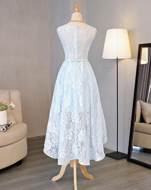 promnova.com supply Light Sky Blue Asymmetrical Short Tulle Homecoming Dress Party Dress, SH264