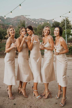Simple Silk Satin Sheath Spaghetti Straps Backless Short Bridesmaid Dresses, PB135 | wedding guest dresses | cheap bridesmaid dresses | budget bridesmaid dress | promnova.com