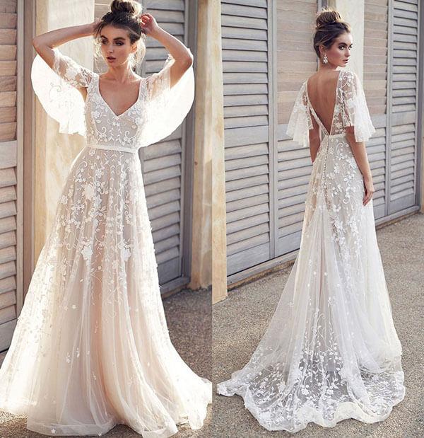 Romantic Ivory Flower Appliques Lace Wedding Dresses, Bridal Dresses PW267 | lace wedding dresses | bridal dresses | bridal gowns | cheap lace wedding dresses | wedding gowns | promnova.com