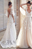 Romantic Ivory Flower Appliques Lace Wedding Dresses, Bridal Dresses PW267