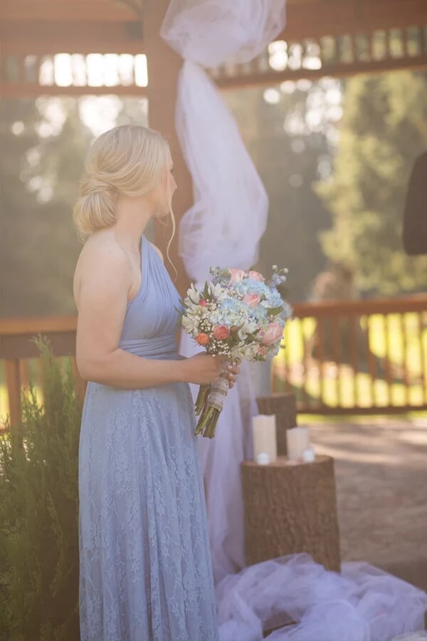 Blue Lace One Shoulder Long Bridesmaid Dresses, PB189 | promnova.com Promnova Blue Lace One Shoulder Long Bridesmaid Dresses, PB189 | promnova.com Promnova