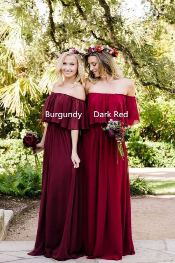 dark red chiffon bridesmaid dresses Wedtrend Cabernet A Line V Neck Sexy Pleated Floor Length Chiffon Long Bridesmaid Dress Wedding Party Dressses, Chiffon color / US22W