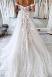 Charming Tulle A Line Sweetheart Wedding Dresses With Lace Appliques, PW401 | bohemian wedding dress | vintage wedding dress | wedding gown | promnova.com