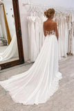 Chiffon A Line Sweetheart Strapless Lace Appliques Wedding Dresses, PW515 | chiffon wedding dress | simple wedding dress | custom made wedding dress | promnova.com