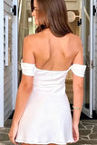Coral Satin A Line Off-the-Shoulder Short Party Dresses, Homecoming Dresses, PH474 image 4