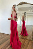 Dark Red Satin Mermaid Spaghetti Straps Prom Dresses, Evening Dresses, PL587 | new arrival prom dress | prom dress stores | long formal dresses | promnova.com
