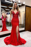 Glittering Satin Mermaid Open Back Beaded Long Prom Dresses, Party Dress, PL772 image 4