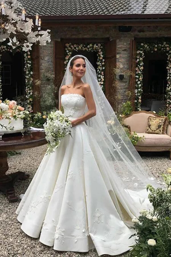 Satin Ball Gown Strapless Vintage Wedding Dresses, PW469 | Promnova Custom Size / As Picture Satin Ball Gown Strapless Vintage Wedding Dresses, PW469 | Promnova Custom Size / As Picture