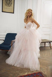 Gorgeous Tulle A Line Strapless Sweetheart Backless Wedding Dresses, PW459