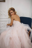 Gorgeous Tulle A Line Strapless Sweetheart Backless Wedding Dresses, PW459 | backless wedding dress | sexy wedding dress | wedding dresses near me | promnova.com
