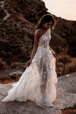 Graceful Tulle A Line One Shoulder See-through Lace Wedding Dresses, PW509 | cheap wedding dress | lace wedding dress | wedding dress stores | promnova.com