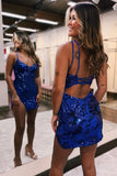 Hot Pink Satin Sheath V Neck Sequins Lace Short Homecoming Dresses, PH469 | homecoming dress shops near me | dresses for homecoming | cheap homecoming dresses near me | promnova.com